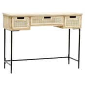 Wholesale - Desk 3 Rattan Drawers Metal Legs 32.5"Hx43.3"Lx15.7"W RTA C/P 1, UPC: 635309856562